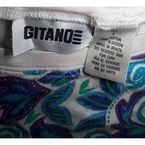 Gitano Vintage 90s Abstract T-Shirt Blue Large Boho‎ Retro Casual Festival Tee thumbnail 5