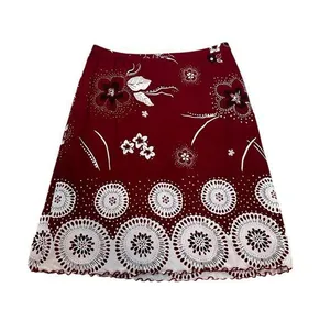90s Y2K Women’s Mesh Skirt Floral Overlay Fairy WhimsiGoth Burgundy Size Small thumbnail 1