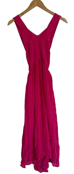 Anthropologie Line & Dot New Pink Fuchsia Striped Midi Sun Dress Size M thumbnail 1