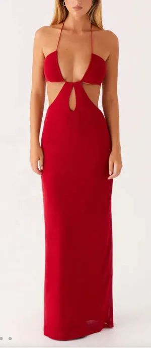 Peppermayo Red Halter Cutout Maxi Dress thumbnail 1
