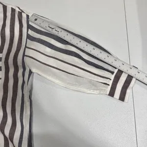 MADEWELL Striped Button-Up Shirt in Linen-Cotton Womens S Shirred 3/4 Sleeves thumbnail 12