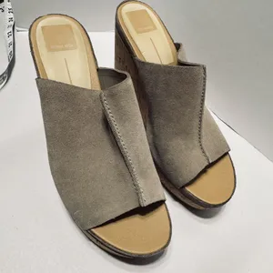 Dolce Vita Sandals Ross Womens Beige Suede Cork‎ Wedge Platform High heels 8.5 thumbnail 2