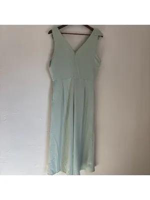 She + Sky Womens Large Sage Green Tie Strap V-Neck Wide Leg Jumpsuit Romper NWT thumbnail 4