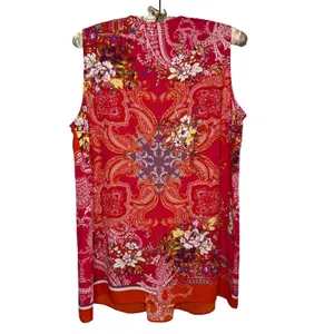Rose + Olive Womens‎ L Sleeveless Blouse Top Paisley Boho Red Tank thumbnail 3