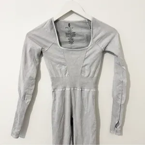 Free People Good Karma Long Sleeve Jumpsuit Grey XS/S thumbnail 4