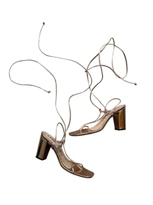XCESO Rose Gold Lace Up Sandals Heels Size 38 / US 8 thumbnail 8