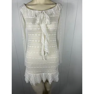 Edikted Textured Sheer Lace Mini Dress In White Size L thumbnail 4