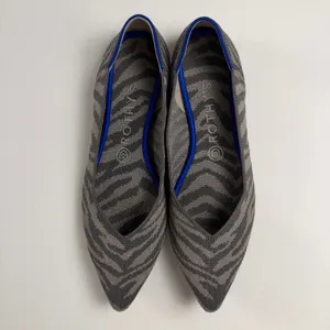 Rothy’s The Point Women’s Gray Zebra Print Knit Pointed Toe Slip-On Flats Size 9 thumbnail 2