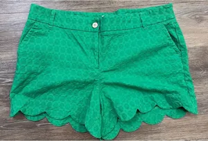 Crown & Ivy Shelby Shorts 16 Green Scallop Hem Textured Preppy thumbnail 1
