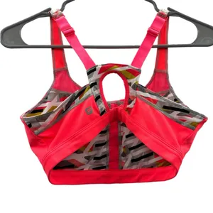 Fabletics Hot Pink & Multicolor Abstract Print Hook & Eye Sports Bra‎ Sz M thumbnail 2