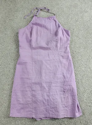 Urban Outfitters Womens Dress 8 Purple Halter Neck Open Tie Back Bodycon Mini thumbnail 1