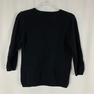 Susan Bristol Black Snowman Embroidered Sequin 3/4 Sleeve Sweater Womens Medium thumbnail 6