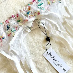 NWT For Love & Lemons White with Rainbow Floral Garter Belt - Extra Small thumbnail 3