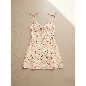 Princess Polly Women Mini Dress 0 Cream Multi Floral Tie Strap Smocked Back thumbnail 2