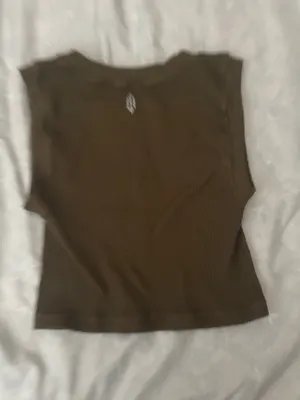 Free People Olive Green Ribbed Crop Tank Top thumbnail 5