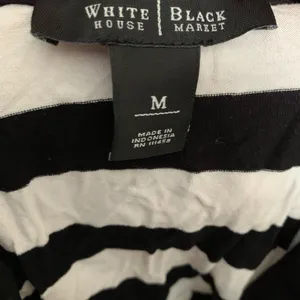 White House | Black Market B&W 3/4 Sleeve Striped Ballet Neck Top M thumbnail 3