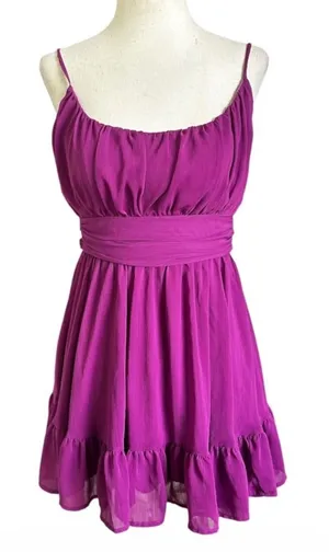 Lucy in the Sky Purple Chiffon Ruffle Mini Dress Size Small | 0126 thumbnail 1