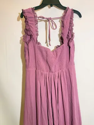 NWT Free People Moon Eyes Navy Lace Smocked Tie Waist Boho Midi Dress Size S thumbnail 11