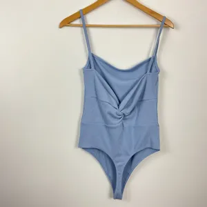 Abercrombie & Fitch Soft A&F Rib Twist Open Back Bodysuit Light Blue Large thumbnail 2