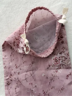 LoveShackFancy Lilac Purple Ditsy Floral Drawstring Soft Small Travel Dust Bag thumbnail 3