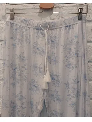 SHABBY CHIC Pajama Set Women Medium 6 Blue Floral Soft 2 PC Stretch Short Sleeve thumbnail 5