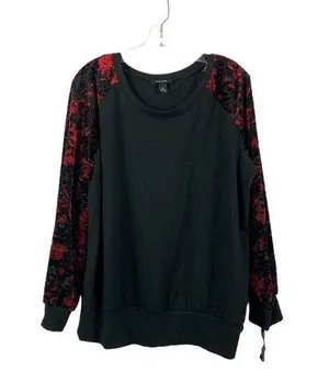 Alyx Women's Black & Floral Red Sleeves Top thumbnail 1