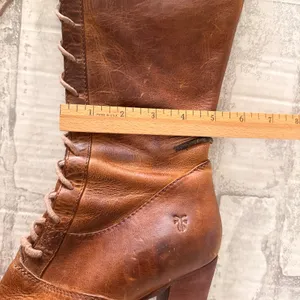 VTG Frye Villager Distressed Brown Leather Lace Up Heeled Boots Victorian Goth 9 thumbnail 6