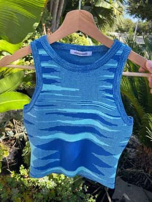 Beginning Boutique Blue Knit Tank Top thumbnail 1