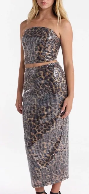 No Boundaries Snake Print Sequin Skirt Set thumbnail 2