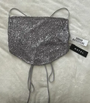 Motel Sequin Backless Crop Top thumbnail 1