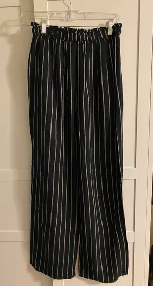 Black & White Striped Flowy Pants thumbnail 1