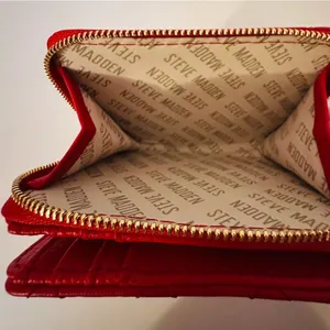 Steve Madden Red Quilted Women's Bifold Wallet w Zipper Pocket - 4” x 5” NWOT thumbnail 3