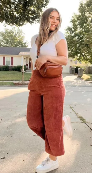 Old Navy Brick Red Corduroy High Rise Pull On Ankle Utility Pants Sz.M NWT thumbnail 1