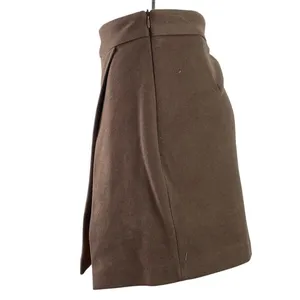 Bongbly Women's Dark Brown High Rise Slit Zip Mini Skirt Skort Shorts Size S thumbnail 3