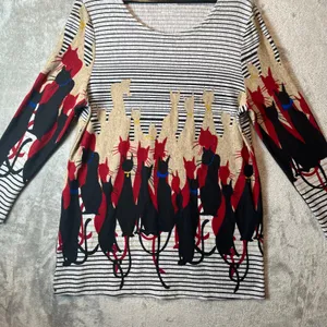 Whimsical Retro Cat Print Tunic Dress Vintage Inspired‎ Boho Aesthetic Artsy LG thumbnail 2