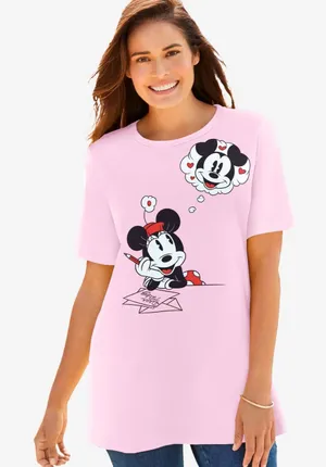Woman Within X Disney Pink Short Sleeve Valentine's Day Minnie, size 2X thumbnail 1