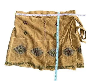 Embroidered Crop Top Wrap Skirt Set Mustard Boho Summer thumbnail 3