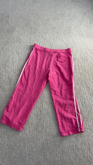 Adidas Pro Spirit pink capri pants with white side stripes, size S thumbnail 3