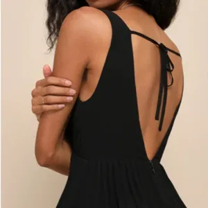 LULU's Prom Wedding Bridesmaid Pleated Tiered Ruffles Black Maxi Dress thumbnail 3