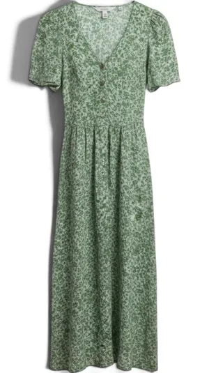 & Other Stories Maxi Dress Womens 0 Paris Atelier Green Floral Puff Sleeve EUC thumbnail 1