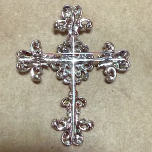 Elegant Pink and Silver Cross Pendant thumbnail 3