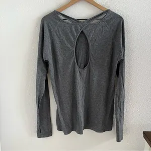 Under Armour Gray Long Sleeve Loose Heatgear Open Back Strappy Stretch Large thumbnail 3