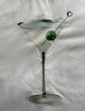 NWOT white graphic martini glass T-shirt, size M crewneck festival summer thumbnail 4
