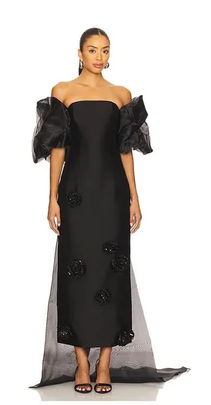 Leo Lin Zayna Embellished Maxi Dress and Cape Set in Ebony AU6/US2 thumbnail 1