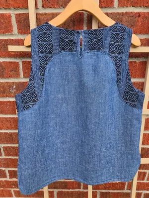 Madewell Blue Textured Design Sleeveless Top Large thumbnail 9