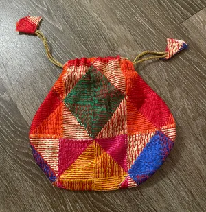 Phullkari Drawstring Purse/Bag Multiple thumbnail 1