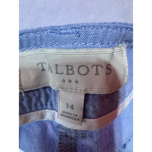Talbots Womens Blue Cotton Wide Leg Crop Pants Size 14 Chambray Patch Pocket thumbnail 3