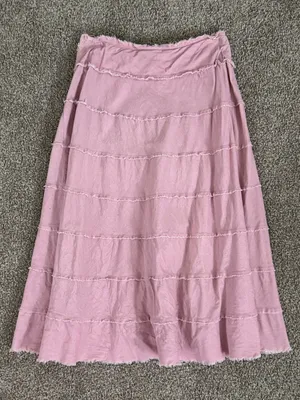 Metro Girl Pink Corduroy Tiered Midi Skirt Y2K Balletcore Raw Hem Size 10 Pastel thumbnail 9