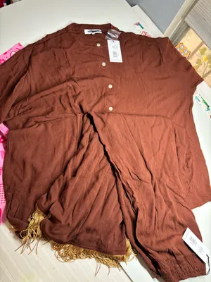 NWT WeWoreWhat Fringe Smocked Pants Saddle Brown XXS Boho set thumbnail 1