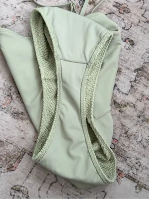 Pacsun Textured High Cut One-Piece Swimsuit in Sage Green thumbnail 3